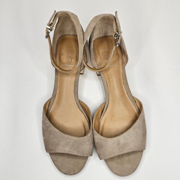 KAARI BLUE Danni Taupe Suede Block Heel Ankle Strap Sandals Size 6 - Picture 6 of 8